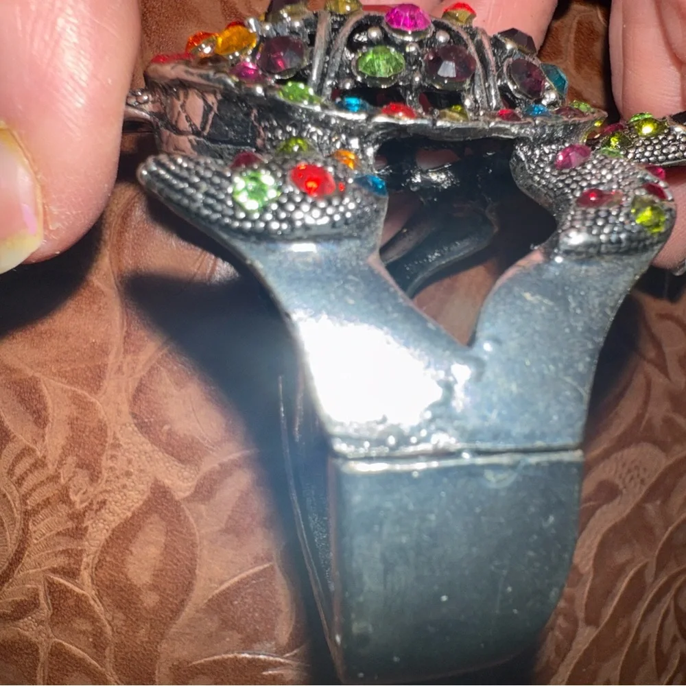 Vintage Turtle Rhinestone encrusted massive turtle bracelet Glitzy Statement